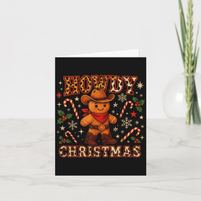 Cartão Howdy Christmas Cowboy Gingerbread Design  (Frente)