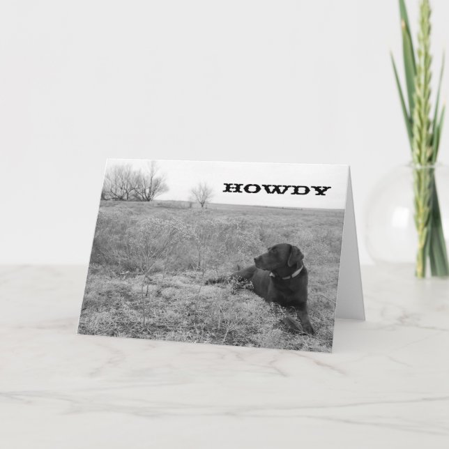 Cartão Howdy Dog in Field Greeting Card (Frente)