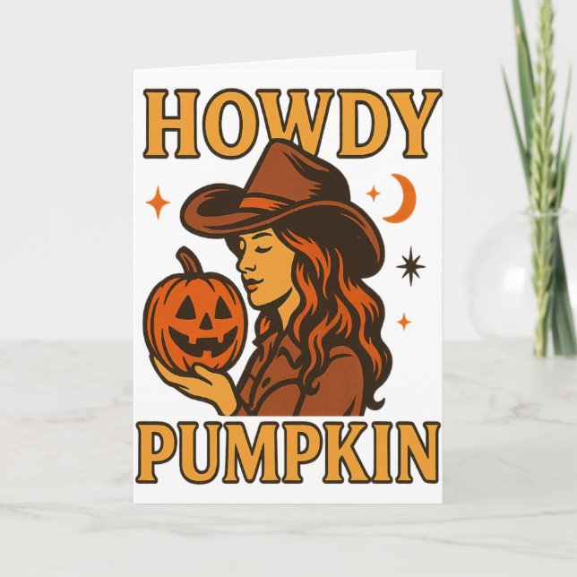Cartão Howdy Pumpkin' Folheto (Frente)