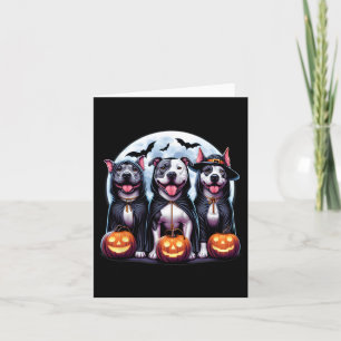 Cartão Howl-o-entre Halloween Pitbull Dog Pumpkin Ghost T
