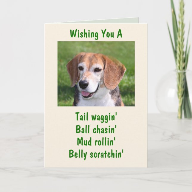 Cartão Howlin' Beagle Happy Birthday (Frente)