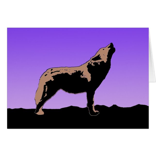 Cartão Howling Wolf at Sunset - Arte original sobre a vid (Frente Horizontal)