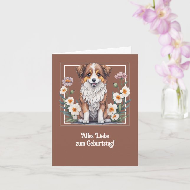Cartão Hübscher Collie umringt von Blumen -  (Orquídea)
