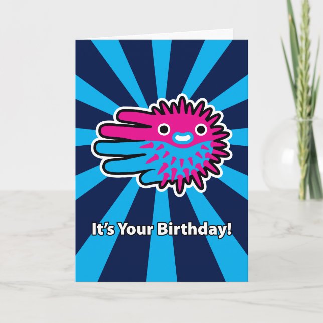Cartão Huff and Puff Puffer Fish Birthday Card (Frente)