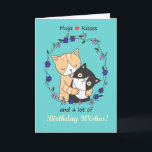 Cartão Hugs and kisses a lot of birthday wishes funny cat<br><div class="desc">From silly jokes to serious romantic statements, MiKa Art Zazzle shop has something for everyone. Canadiana, Japanese gifts, jewelry, cases for electronic devices, fun buttons, mug cups, ornaments, cards and posters….. Please take some time and look around. You may even find something you didn't know you wanted! I’m curious about...</div>