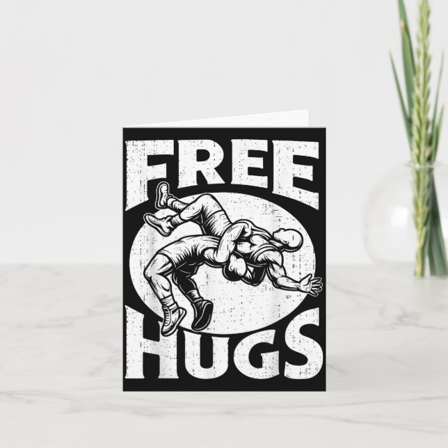 Cartão Hugs Funny Wrestling Humor Wrestler Wrestle Men Wo (Frente)
