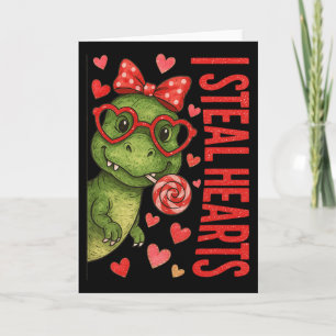Cartão Hugvyn I Steal Hearts Meninos T Rex Valentine Dino