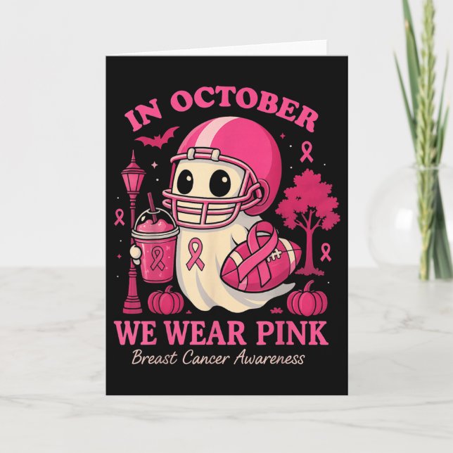 Cartão Hugvyn In October We Wear Nk Ghost Halloween Breas (Frente)