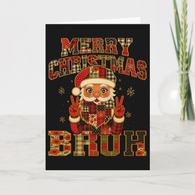 Cartão Hugvyn Natal Papai Noel Feliz de Patchwork Chris (Frente)