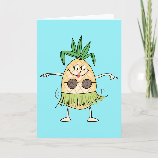 Cartão Hula Dancing Pineapple (Frente)