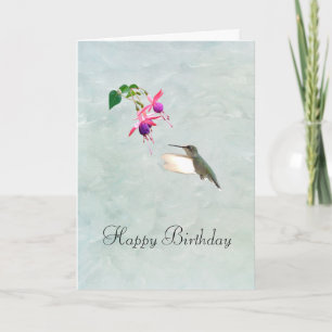 Cartão Hummingbird and Fuschia Birthday Card
