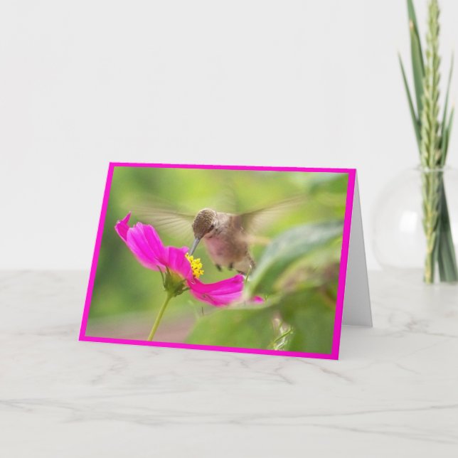Cartão Hummingbird Bird Wildlife Animal Floral (Frente)