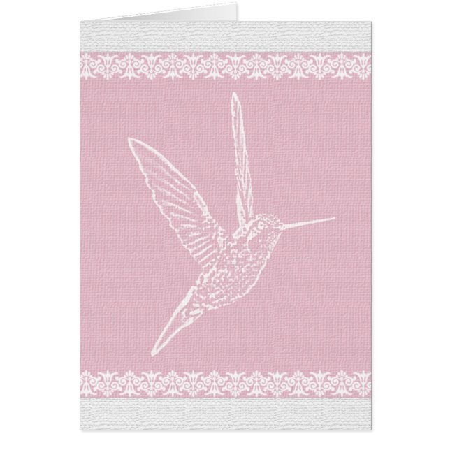 Cartão Hummingbird branco e rosa (Frente)