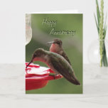 Cartão Hummingbird Couple on feeder- any occasion<br><div class="desc">Customize this cute card for any occasion by changing the words on the front and inside as you need.  Go to my BIRDS SECTION then to HUMMINGBIRDS SECTION to see more cards and gift items featuring hummingbirds.</div>