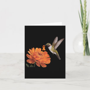 Cartão Hummingbird Daisl Sunflower Orange Ribbon Leuemia