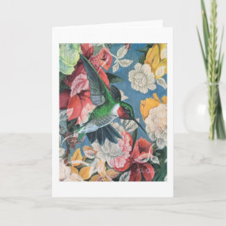 Cartão Hummingbird e Flores Número 3 Vazio