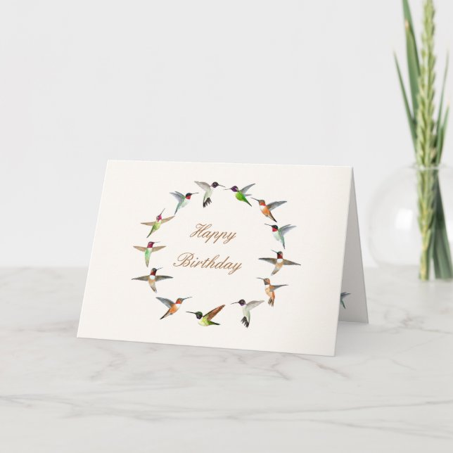 Cartão Hummingbird Happy Birthday Card (Frente)