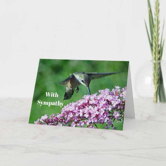 Cartão Hummingbird Pink Flowers Wildlife Foto Simpatia (Frente)