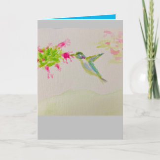 Cartão Hummingbird watercolor Happy Birthday2025 mensagem