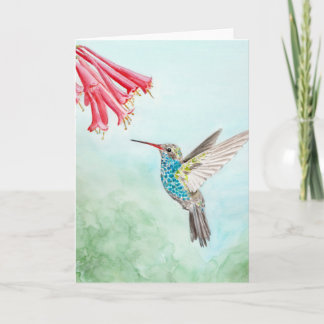 Cartão Hummingbird Watercolor impressão