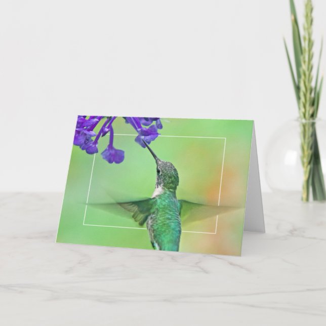 Cartão Hummingbird with Mona Lavender (Frente)