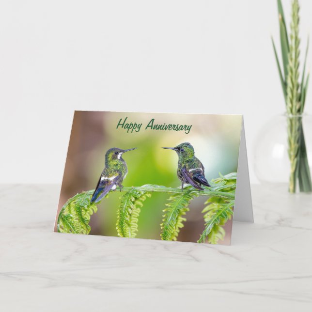Cartão Hummingbirds Happy Anniversary (Frente)