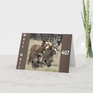 CARTÃO **HUMOR DE 40 ANOS DE IDADE DOS BURROS NÃO MENOS**