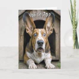 Cartão Humor de 70º Aniversário com Basset Hound