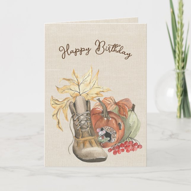 Cartão Humor de Aniversário do Rato de outono (Frente)