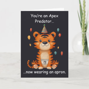 Cartão Humor de Aniversário Predador Apex Avental Piada D