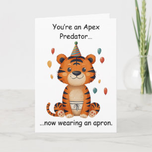 Cartão Humor de Aniversário Predador Apex Avental Piada D
