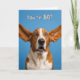 Cartão Humor de Cachorro Basset Hound de 80 Anos de Idade