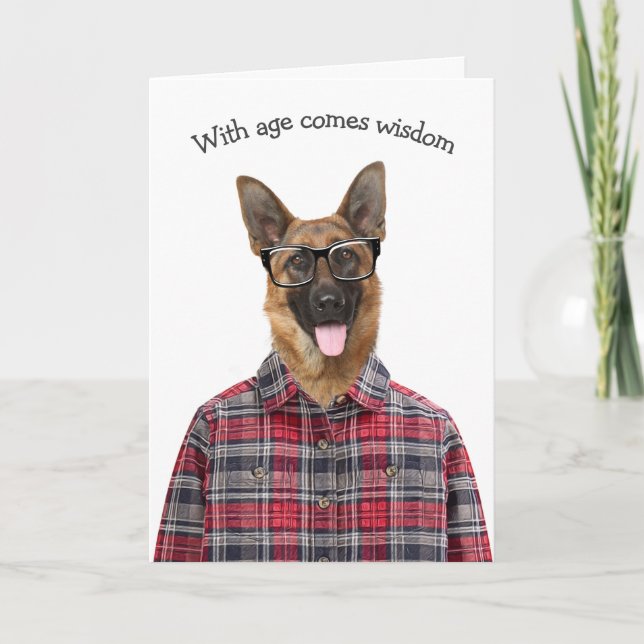Cartão Humor de Cão de Aniversário German shepherd (Frente)