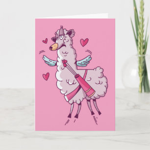 Cartão Humor de Dia dos Namorados com Lhama Cupido
