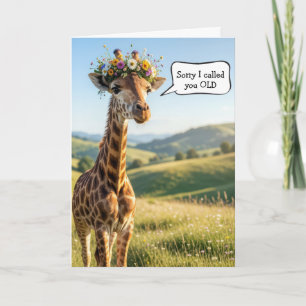Cartão Humor de Girafa de Aniversário Envelhecendo