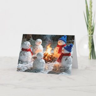 Cartão Humor de Natal com Bonecos de Neve Derretendo