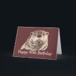 Cartão humor do aniversário do 90 com a lontra bonito da<br><div class="desc">aniversário que você lontra comemora com o animal bonito da lontra da aguarela,  animais selvagens do 90,  natureza</div>