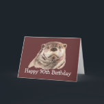 Cartão humor do aniversário do 90 com a lontra bonito da<br><div class="desc">aniversário que você lontra comemora com o animal bonito da lontra da aguarela,  animais selvagens do 90,  natureza</div>