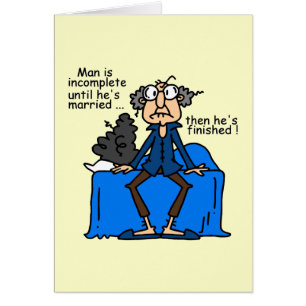 Cartão Humor então terminado incompleto do casamento