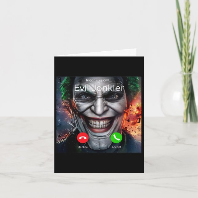 Cartão Humor Horror Chamada Recebida Do Malvado Jonkler O (Frente)