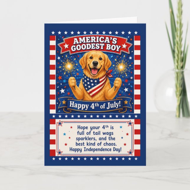 Cartão Humor Patriótico Canino - O Melhor Menino da Améri (Frente)