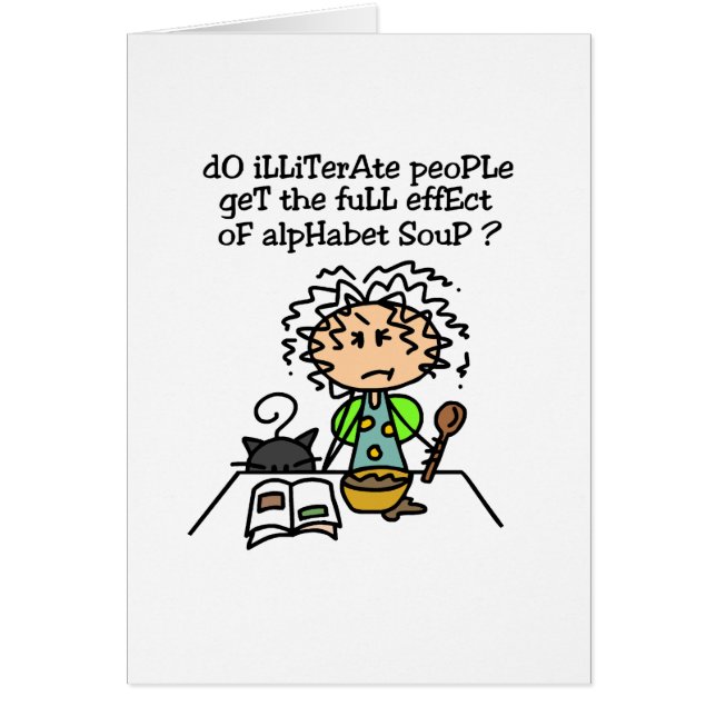 Cartão Humor Pessoas analfabeto (Frente)
