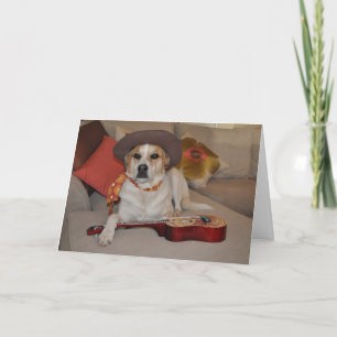 Cartão Humorous card with photo of dog in cowboy hat