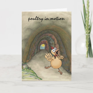 Cartão Humorous chicken moving to new life/home