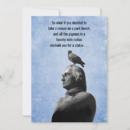 Cartão Humorous Get Well statue and pigeons joke