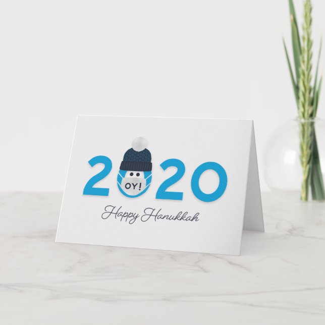 Cartão Humorous Happy Hanukkah 2020 Personalized Blue (Frente)