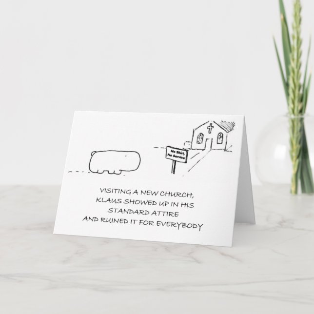 Cartão Humorous Hippo Church Greeting Card (Frente)