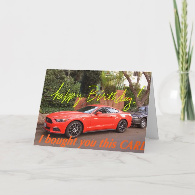 Cartão Humorous Orange Car Birthday Card (Frente)