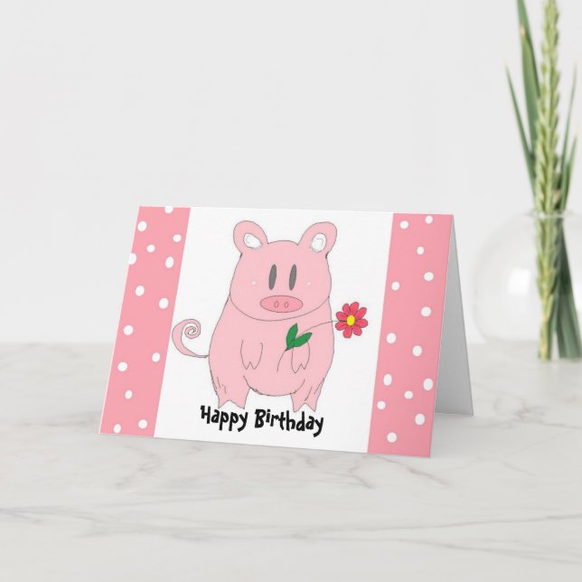 Cartão Humorous Piggy Birthday (Frente)