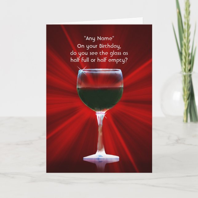 Cartão Humorous Wine Birthday Card with Name on Cover (Frente)